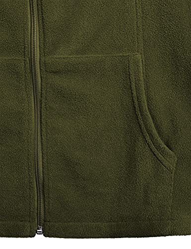 Hibelle Women's Outdoor Full-Zip Thermal Fleece Jacket with Pockets - color: 208-army Green, size: Medium