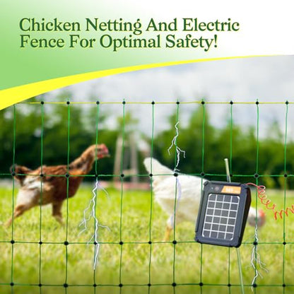ANDMON Electric Poultry Netting, 48" x 164' Electric Fence Netting with Double Spiked Fiberglass Posts, Electric Chicken Fence for Poultry in Backyards, Homesteads, Farms and Ranches