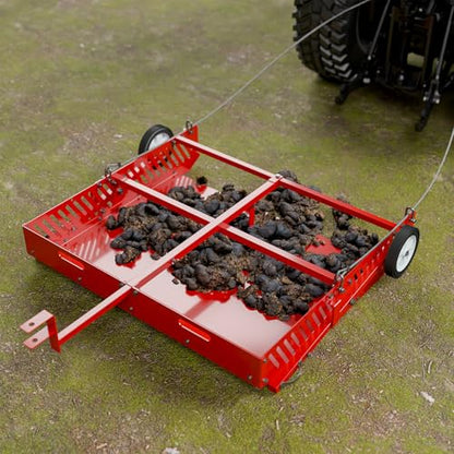 Efficraft Replaces Manure Fork 2-in-1 Manure Scoop & Tow Behind Trailer, Yard Sweeper for Horse Manure - Heavy Duty Drag Manure Collector,