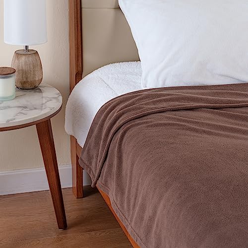 Berkshire Blanket Microfleece Twin Size Bed Blanket Taupe, Lightweight Soft Breathable Plush Micro Fleece Blanket for Bed Couch Sofa, 60x92 Inches - color: Foal, size: Twin/Twin XL