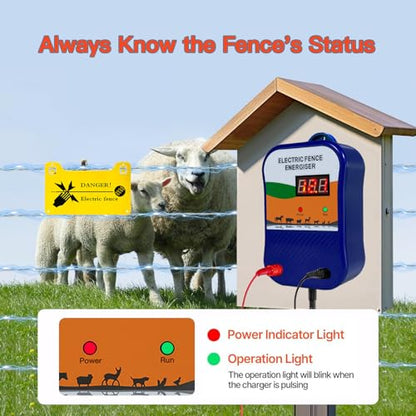 1.5 J Electric Fence Charger, Energizer for Cattle Bear Horse