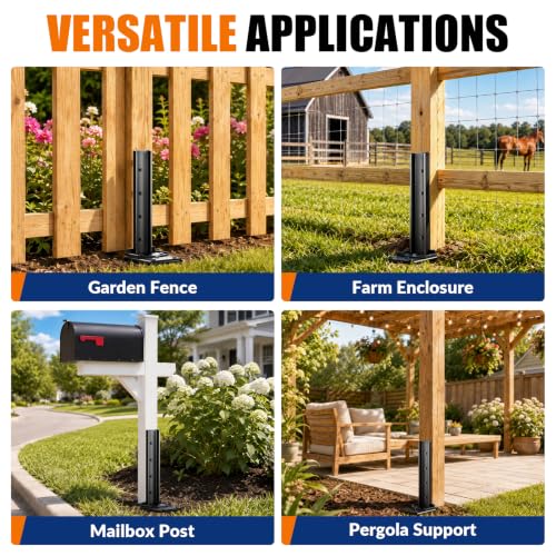 VANCASTLE Fence Post Repair Kit Adjustable, 2-Pack，Easy to Install, Black