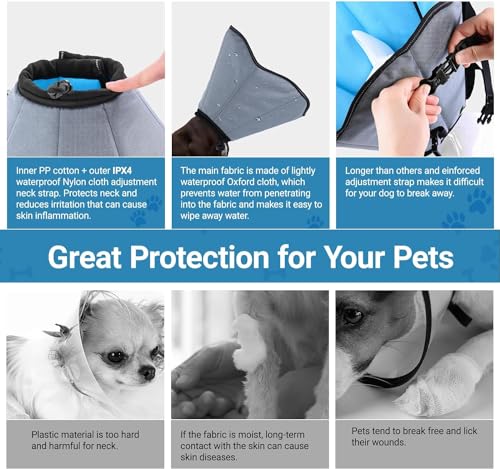 Soft Dog Cone Collar for Large Dogs After Surgery Adjustable - color: Blue, size: S (Neck Girth:9.1-10.7in)