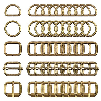 Swpeet 5 Style Metal Buckles - Adjustable Slide, D Ring, Circular Ring - color: Bronze, size: 3/4 Inch