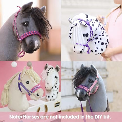 kullaloo DIY Hobby Horse Halter Kit ✦ Make Stick Horse Head Collars, Rope Halters & Reins ✦ Includes Digital Instructions (PDF) ✦ Purple/Pink - color: Halter purple / pink