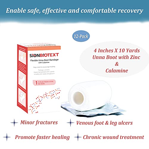Flexible Unna Boot Fabric Bandages with Zinc and Calamine, First Aid Kit Emergency Supplies, Ankle Brace Compression Bandage Wrap, Wound Care Supplies, 4 Inches X 30 Feet - size: Pack of 12, style: 4" Zinc and Calamine
