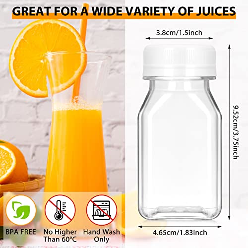 Gerrii 50 Pcs 4 oz Plastic Juice Bottles with Lid Small Reusable Clear Bottles with Caps Containers Bulk, Freezer Safe, Leakproof for Milk Smoothies Drinking Fridge (White) - color: White