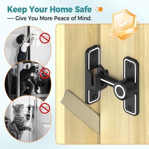 Barn Door Lock 2.4" 90/180 Flip Gate Latch, Luminous Black-1 Pc - color: Luminous Black-1 Pc