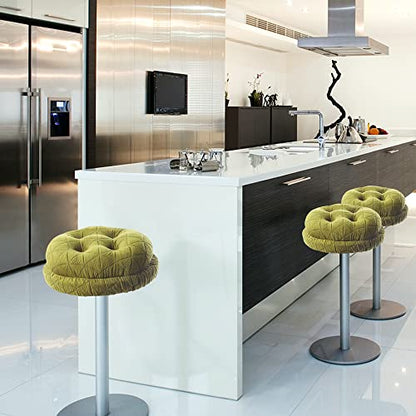 BUYUE Round Bar Stool Seat Cushion, Dia.13 Luxury Fashion Jacquard with Anti-Skid Silicone Bar Stool Cushion Padded (Green, M,1 Count) - color: Green, style: Round M