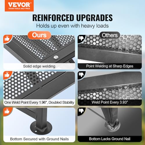 VEVOR Goat & Sheep Stand, 51x23 inch Livestock Stand, Metal Livestock Milking and Shearing Stand 21" to 33" Adjustable Height, with Headpiece and Nose Loop, 500lbs Loading Weight, Black - color: Black, size: 51"x23"