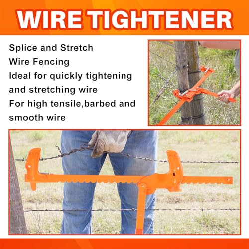 Duraaamo 5 Pcs Fence Tool Set Carbon Steel Fence Stretcher Tool Barbed Wire Pullers 10 Inch Fencing Pliers Cutter Wire Twister for T Post Clips