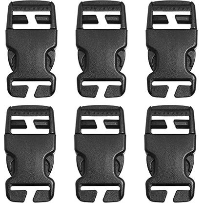 No Sewing Required Buckle 6PCS 25mm Multi-Size Black Plastic Non-Slip Quick Release Buckles Repair Kit for Backpack Bag, Adjustable Release Buckles