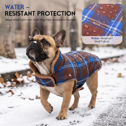 ASENKU Dog Winter Coat, Reversible Dog Jacket for Small Medium Large Dogs - color: Khaki, size: X-Small