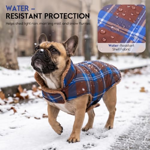 ASENKU Dog Winter Coat, Reversible Dog Jacket for Small Medium Large Dogs - color: Khaki, size: Small