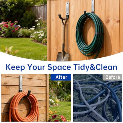 GeeWatom Heavy Duty Steel Garage Hooks,Garage Storage Utility Hooks,Heavy Duty Garage Garden Tool Organizer,Steel Wall Mount Hooks, Garden Hose Hanger, Black U Hooks (Dark Brown-2PC) - color: Dark Brown-2PC