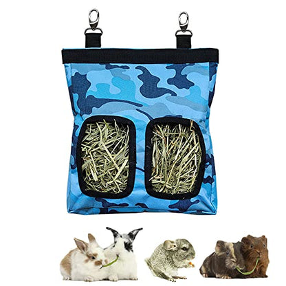 RIOUSSI Guinea Pig Hay Feeder, Hanging Rabbit Hay Feeder Bag. CamoBlue - color: Camoblue