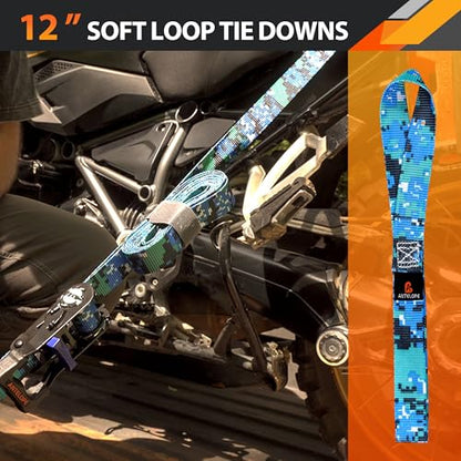 A ANTELOPE 4 Pack 1" x 15' Ratchet Tie Down Straps with S Hooks, Camo - color: Camo, size: 4PK-1 in