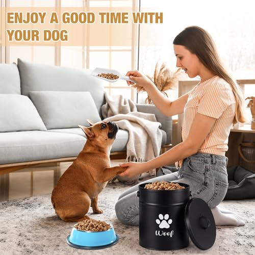 DoubleFill Extra Large 23+10 lb Metal Dog Food Storage Containers, Black - color: Black, size: Extra Large 23+10 lb