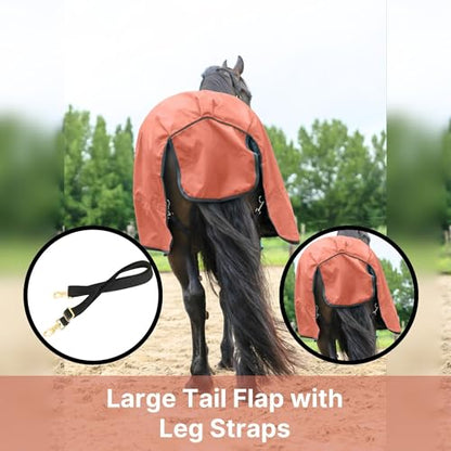 Resistance 1200 Denier Lightweight No Fill Water Resistant Breathable Horse Rain Sheet - color: Light Brown, size: 68"