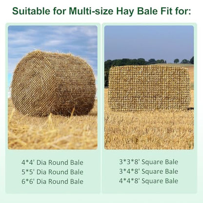 6x6ft Round Bale Hay Net for Horses, Large Thick & Durable Nylon Knotless Slow Feeder Hay Nets for Horses and Goats Healthier Feeding Solution - size: 6*6 Ft