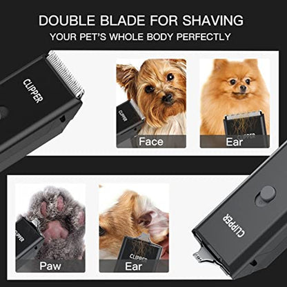 Dog Cat Home Hair Waterproof Clipper Portable Pet Shaver - color: Black+narrow Blade