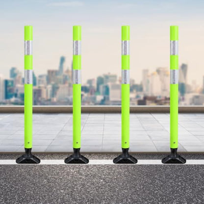 8 Pack Traffic Delineator Posts – High Visibility Reflective Safety Cones with Spring Base for Roadway, Parking, Garage, Construction Zones (Green, 36 Inch) - color: Green