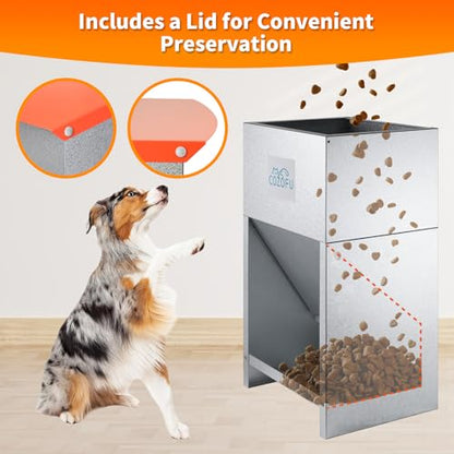 Dog Feeder Galvanized Pet Food Automatic Gravity Fed Dispenser 25lbs - color: Red(Feeder)