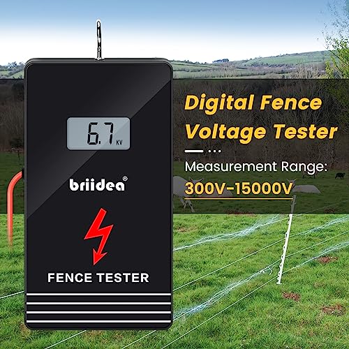 Electric Fence Tester, briidea 300V-15000V Electric Fence Voltage Tester with LCD Large Display & Low Battery Reminder, Designed for Your Fence Voltage Troubleshooter, Portable & Easy to Use (MK-034)
