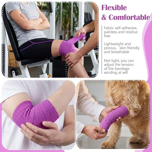 Treela 48 Pack Self Adhesive Wrap Bandage, Light Purple, 2 Inches x 5 Yards - color: Light Purple, size: 2 Inch X 5 Yards