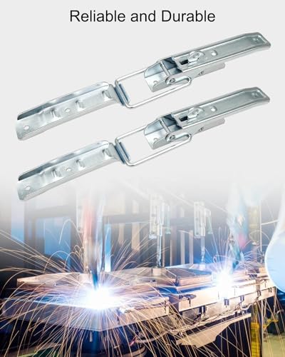 2Pcs Utility Trailer Lift Gate Latches Fit for RV Camper Travel Trailer | High Strength Steel Trailer Gate Pull Latch Lock Kit with Gloves, Heavy Duty Hasp Handles for RV Travel Trailer