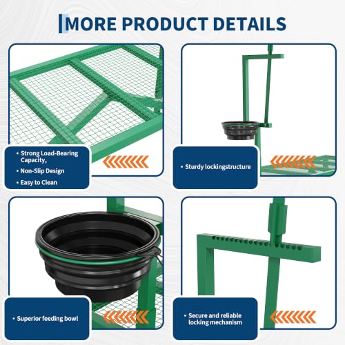 600LBS Goat Stand with Feed Bin and Headpiece – Milking Shearing Stand - color: Green-47 Inch