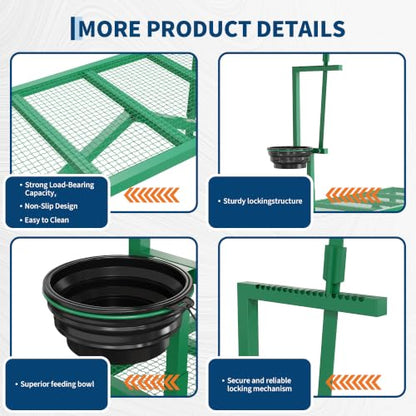 600LBS Goat Stand with Feed Bin and Headpiece – Milking Shearing Stand - color: Green-47 Inch