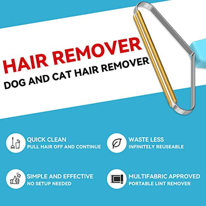 Pet Hair Remover, Dog and Cat Hair Remover, Carpet Rake, Carpet Scraper - color: Blue