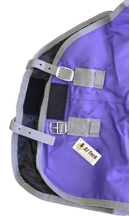 AJ Tack 1200D Waterproof Winter Horse Blanket with Storage Bag - 400g Heavyweight Turnout with Fleece Collar, Shoulder Gussets & Tail Flap - Purple 80" - size: 80