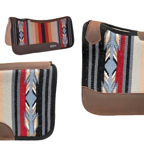 Reinsman APEX Ranahan Wool Soft Breathable Shock-Absorbing Fleece-Lined Moisture-Wicking Contoured Back Protection Wither Relief Horse Riding Saddle Pad - color: Gray Serape