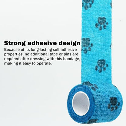Bandages First Aid Tape Cohesive Bandage First Aid Bandages Cohesive Wrap Adhesive Bandage Self Adherent Cohesive Wrap Bandages Colorful Bandages (Blue Footprint, 2-Inch) - color: Blue Footprint, size: 2-Inch