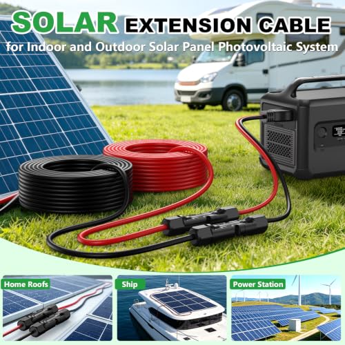 Oududianzi Tinned Copper Solar Wire 10AWG Solar Panel Extension Cable 40FT - size: 40FT-10AWG