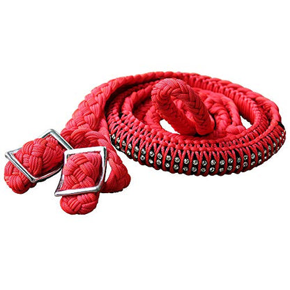 HILASON Braided Poly Barrel Reins 1" X 8Ft Flat Grip Knots - style: Western