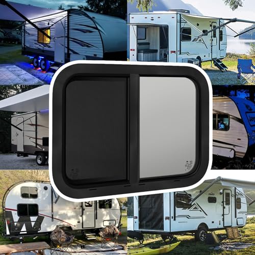 24"W x 15"H RV Windows for Cargo Trailer Camper,Tinted Horizontal Sliding - size: 24"W x 15"H