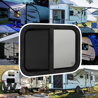 24"W x 15"H RV Windows for Cargo Trailer Camper,Tinted Horizontal Sliding - size: 24"W x 15"H