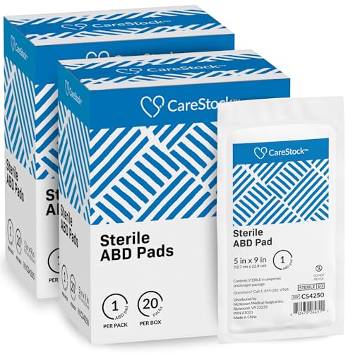 CareStock Abdominal Pads 40- Sterile ABD Pads, 5 x 9 in, 40 Pack, 20 ct