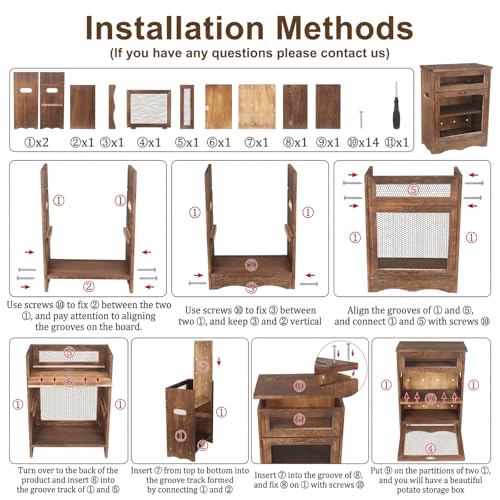 Colingmill Wooden Potato Bin, Ventilated Kitchen Counter Storage Bin