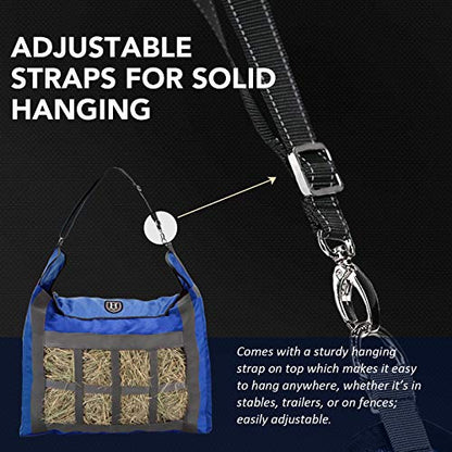 Harrison Howard Premium Durable Slow Feed Horse Hay Bags Oxford Cloth Heavy Duty Large Capacity Horse Feeding Bag-Champion Blue - color: Champion Blue
