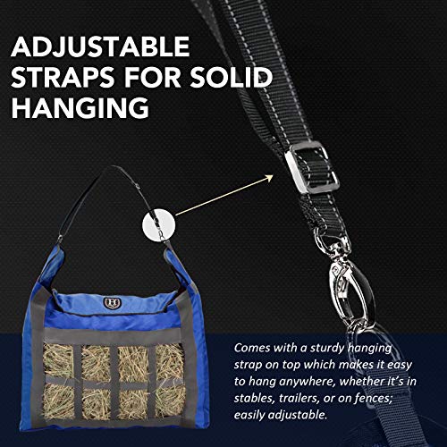 Harrison Howard Premium Durable Slow Feed Horse Hay Bags Oxford Cloth Heavy Duty Large Capacity Horse Feeding Bag-Champion Blue - color: Champion Blue