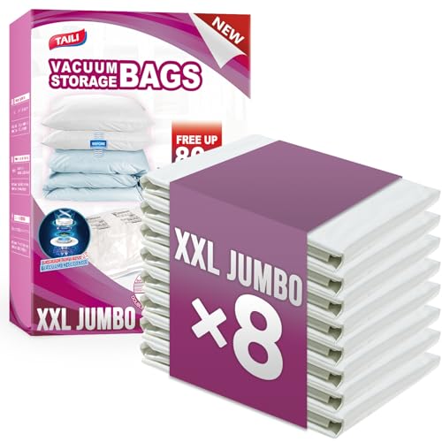 TAILI Vacuum Storage Bags 8 Pack, XXL Jumbo Size 47x39 Inch, Cream - size: 8 XXL