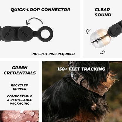 Beau's Bells V2 | Cat & Dog Collar Bells with New Quick Loop Easy Release Clip | Handmade Copper | Track Your Pet | Protect Wildlife - size: Medium