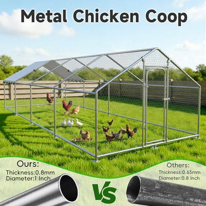 26.3x9.8 FT Extra Large Metal Chicken Coop, Walk-in Poultry Run Pen | Waterproof Cover, Reinforced Metal Structure, Walk-in Chicken Run, Outdoor Poultry Cage for Ducks Hens Rabbits - size: 315.1"L x 118.1"W x 78.1"H