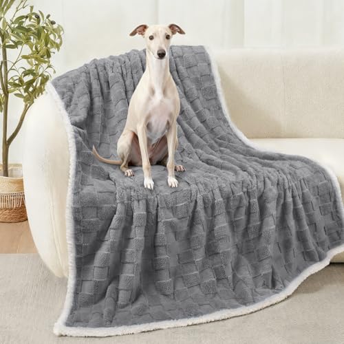 Luciphia Waterproof Dog Blanket, Reversible Fleece & Sherpa, Couch Cover - color: Cookie Gray, size: Large (65x57 inch)
