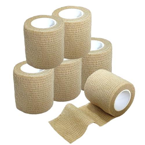 2 Inches Self Adhesive Bandage Wrap Bulk, 6 Pack, Skin Color - color: Skin