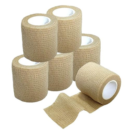 2 Inches Self Adhesive Bandage Wrap Bulk, 6 Pack, Skin Color - color: Skin